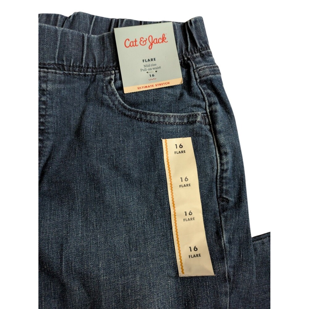 NWT Cat & Jack Girls Flare Jeans Size 16 Mid Rise Pull On Ultimate Stretch - Picture 5 of 5